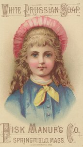 Fisk Manufacturing Co. White Prussian Soap、c.1880（volour litho）の広告